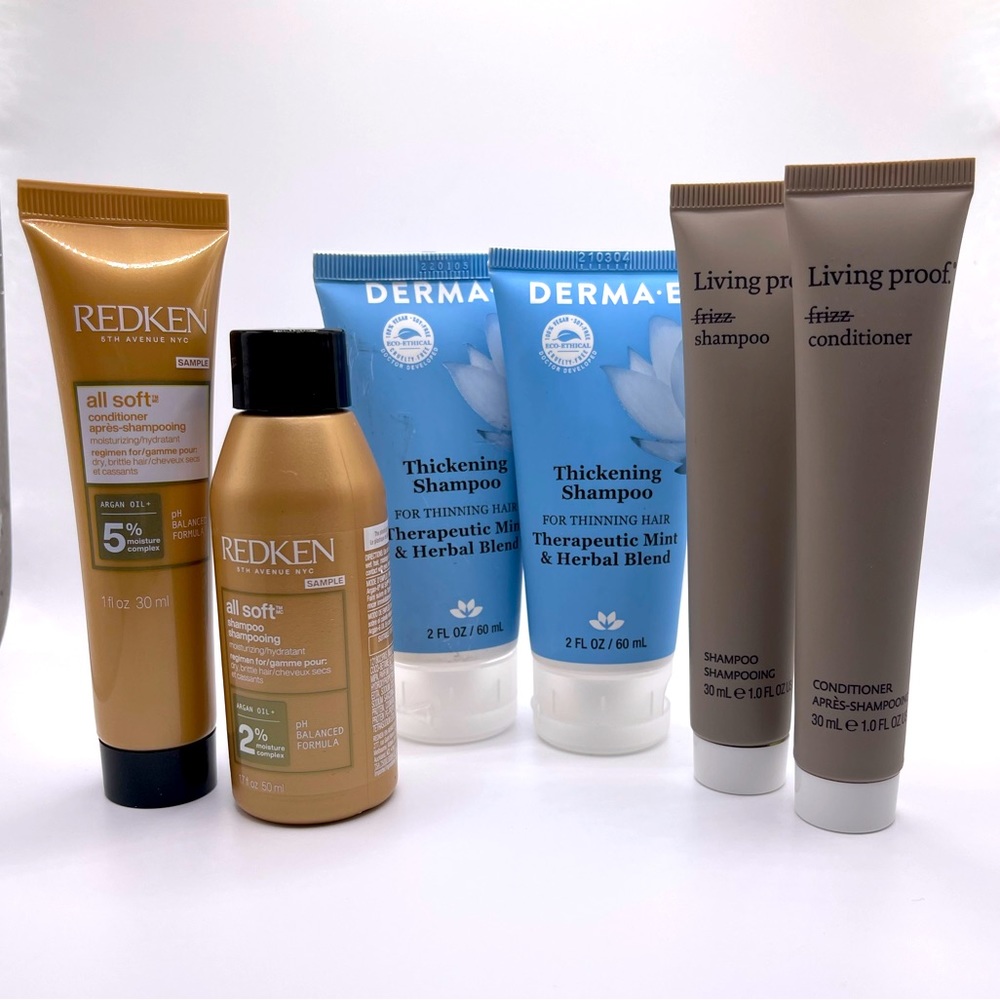 Shampoo & Conditioner Bundle-Redken All Soft & Living proof. No Frizz DERMA•E